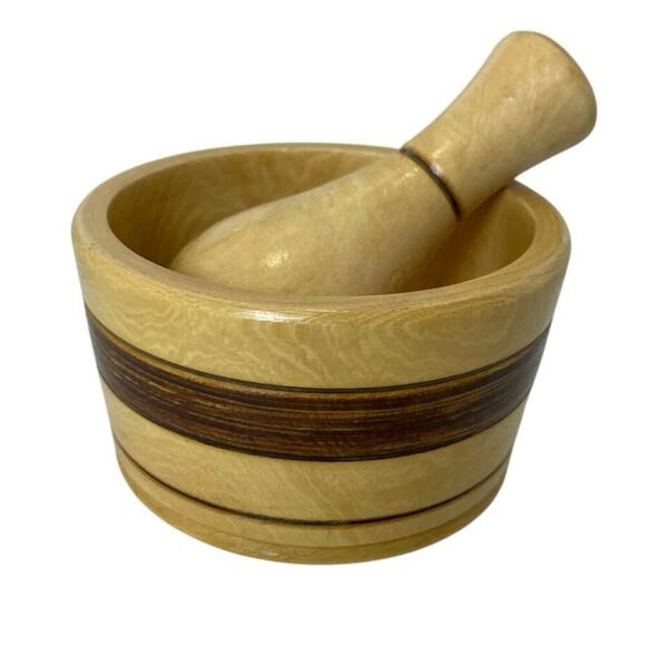 WOODEN MORTAR/PESTLE MADE IN PERU HERBS GRINDER SPICE KITCHENWARE VERSATILE - Picture 13 of 13